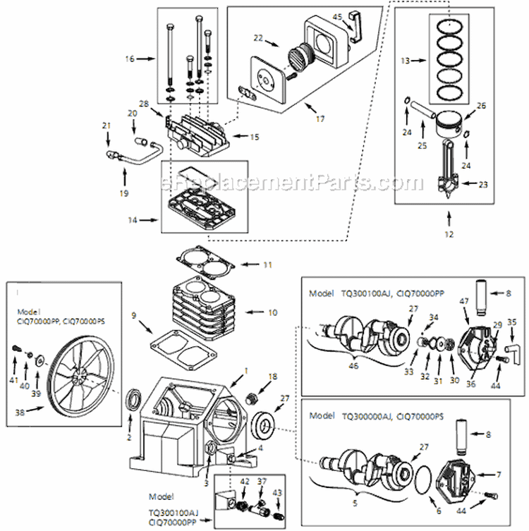 Page B Diagram and Parts List for CIQ71081V 1999 Campbell Hausfeld Compressor